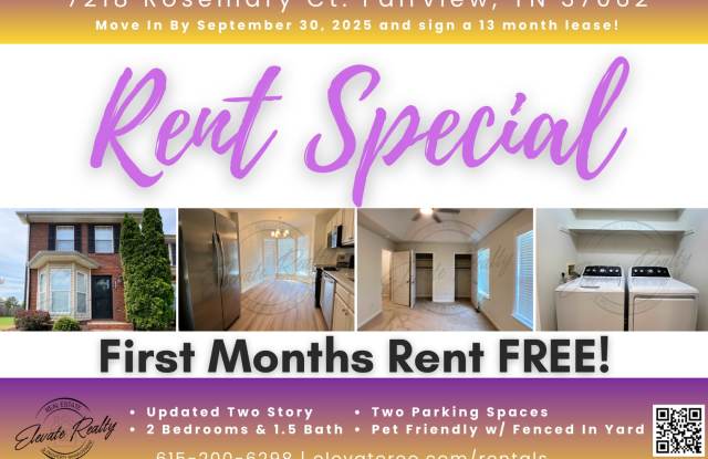 SPECIAL: FIRST MONTHS RENT FREE and 1/2 OFF Application Fee! Two Bedroom, Two Story Townhouse located in the Scarborough Village Community of Fairview! photos photos