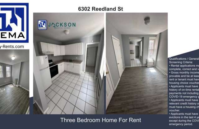 6302 Reedland St., 3 Bedrooms, 1 Bathroom House for $1,395/ Month Gallery 1