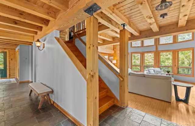 448 Dynamite Hill Road, Hinesburg, VT | Large Contemporary Log Cabin with Cathedral Ceilings, Fireplace & Wraparound Deck | Furnished or Unfurnished Gallery 3