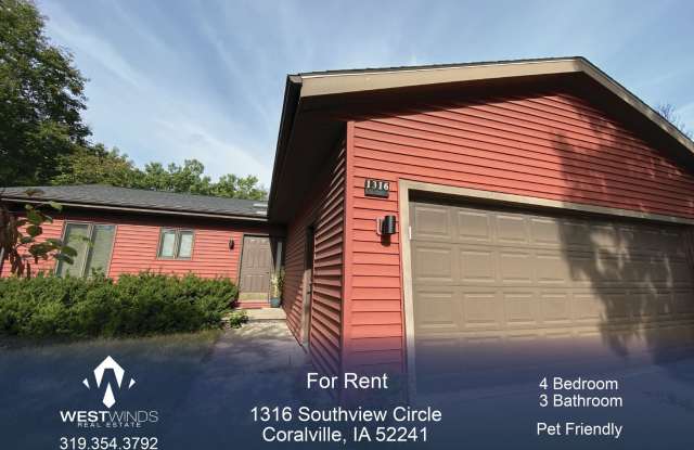$2,000 | 4 Bedroom, 3 Bathroom House | Pet Friendly* | Available for an Immediate Move In! - 1316 Southview Circle, Coralville, IA 52241