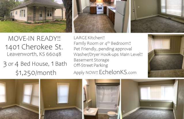 3 Bed, 1 Bath House - Pet Friendly!! - 1401 Cherokee Street, Leavenworth, KS 66048