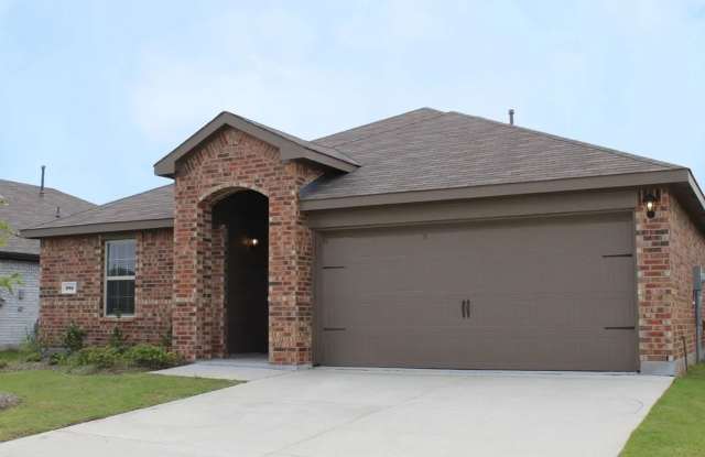 Beautiful new 4-bedroom, 2-bath home with an open floor plan, granite kitchen, two-car garage, and fenced backyard. photos photos