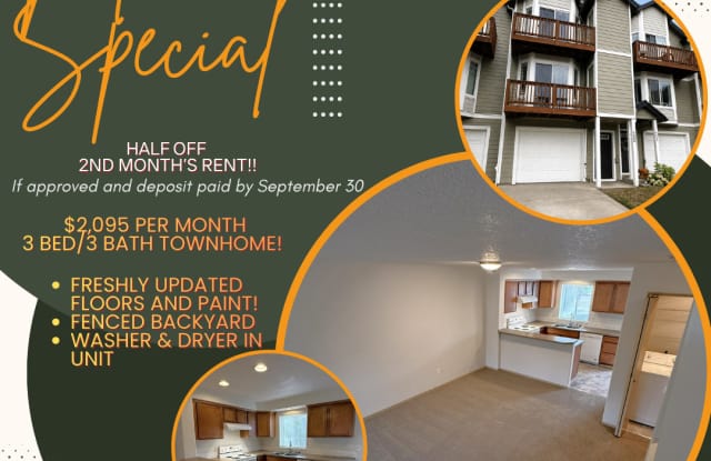 Move-in Special: $$ HALF OFF 2nd month's rent! 3 Bed/3 Bath Townhome in Parkview Village! Gallery 1