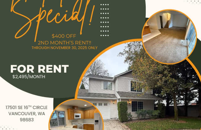 BEAUTIFUL 3B/2.5Ba HOME IN DESIRABLE FISHER'S LANDING! Holiday Move-In Special! - 17501 Southeast 16th Circle, Vancouver, WA 98683