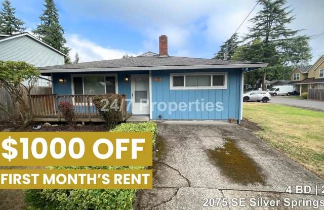 *$1,000 Off First Months Rent!* Beautiful 4 BD | 2 BA Corner Lot Home - Milwaukie - 2075 Southeast Silver Springs Road, Oak Grove, OR 97222 *$1,000 Off First Months Rent!* Beautiful 4 BD | 2 BA Corner Lot Home - Milwaukie - 2075 Southeast Silver Springs Road, Oak Grove, OR 97222