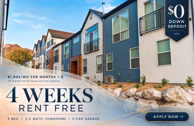 4 Weeks Rent Free + $0 Down Deposit OAC | 3 Bed • 2.5 Bath Townhome in South Ogden! photos photos