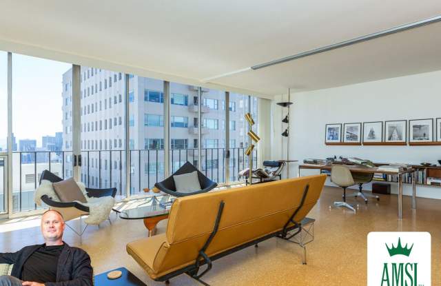 Meticulously maintained 1br + office apartment featuring original 1961 design elements, 24-hour doorman, covered garage parking w/ EV charger and storage. photos photos