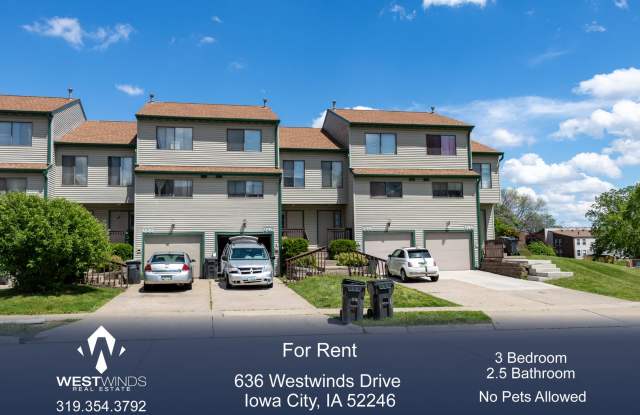$1,550 | 3 Bedroom, 2.5 Bathroom Townhome | No Pets | Available for August 1st, 2026 Move In! - 636 Westwinds Drive, Iowa City, IA 52246