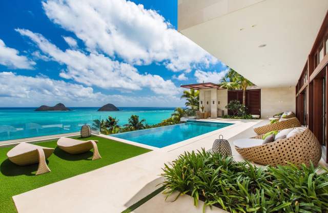 Lavish Oceanview Estate w/ Pool, Spa, AC  Mokulua Isle Views: Lanikai Hillside photos photos