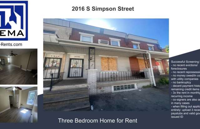 Adorable Refreshed 3 Bedroom Home w/ Washer  Dryer | SOUTHWEST - 2016 South Simpson Street, Philadelphia, PA 19142