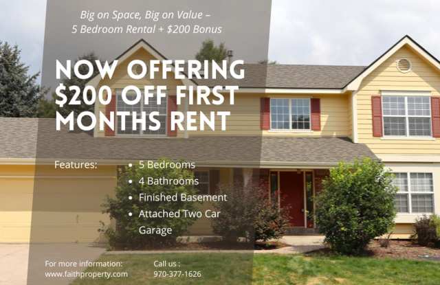 Live Large in Fort Collins – 5BR Home + $200 Move-In Incentive! photos photos