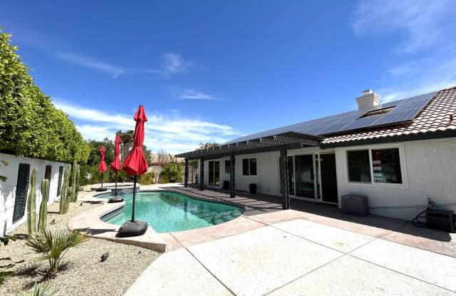 AVAILABLE NOW! Beautifully UPDATED 4 Bedroom 2 Bathroom Cathedral City POOL HOME WITH 48 SOLAR PANELS! photos photos