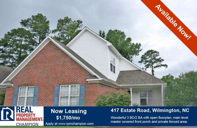 3 BD/2 BA Duplex with Open Floorplan and Main Level Master - 417 Estate Road, Wilmington, NC 28405