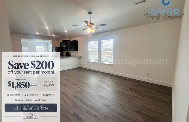 MOVE IN SPECIAL: Save $200 off on rent per month - New Spacious 4-Bedroom Home in Pea Ridge Gallery 1