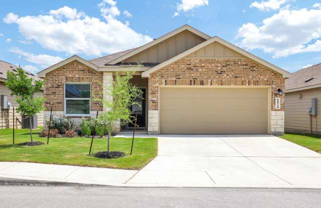 ***APPLICATION CURRENTLY UNDER REVIEW***Captivating One-Story Rental Home with Pond Views, Solar Panels, and Open Concept Living - 6824 Pail Place, Bexar County, TX 78245