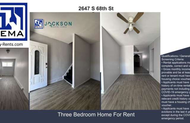 2647 S 68th St, 3 bedrooms, 1 bathroom House for $1,500/ Month Gallery 1