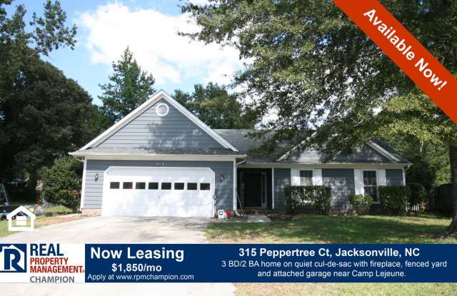 3 BD/2 BA Home on Cul-de-Sac w/Fireplace, Fenced Yard, Attached Garage Near Camp Lejeune Gallery 1