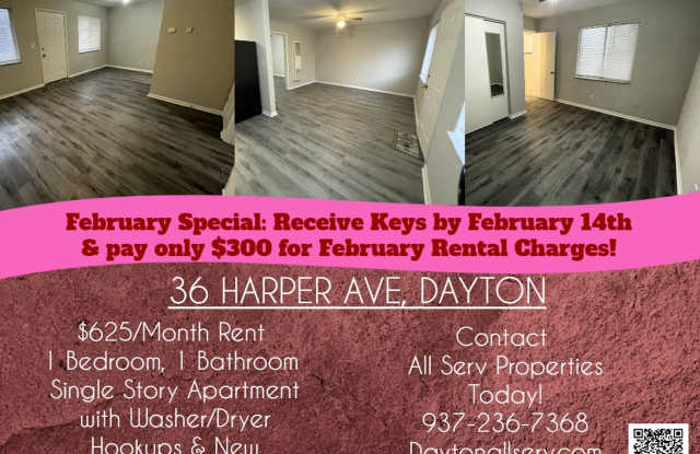 1 Bedroom Apartment with New Appliances and Washer Dryer Hookups! - 36 Harper Avenue, Dayton, OH 45410