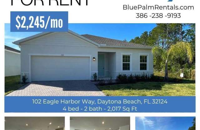 Beautiful 4 Bedroom 2 Bathroom home in Eagle Crest community - 102 Eagle Harbor Way, Daytona Beach, FL 32124