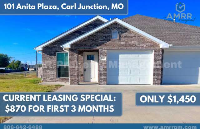 3 Bedroom Townhome In Carl Junction! - 101 Anita Plaza, Carl Junction, MO 64834