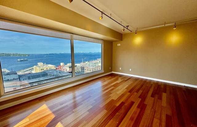 $500 OFF FIRST MONTH'S RENT!!!! Views of Puget Sound and iconic great wheel. Renovated condo in highly desirable Newmark Towers. Gallery 4