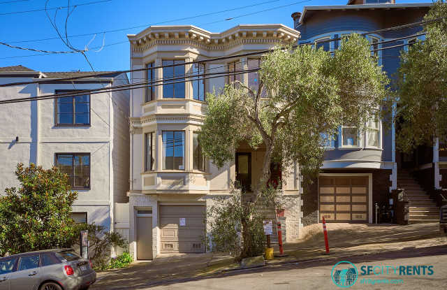 Cole Valley: Top Floor Edwardian Flat w/ Formal Dining Room, Bonus Room, Shared Yard  Garage Parking - 1308 Cole Street, San Francisco, CA 94117