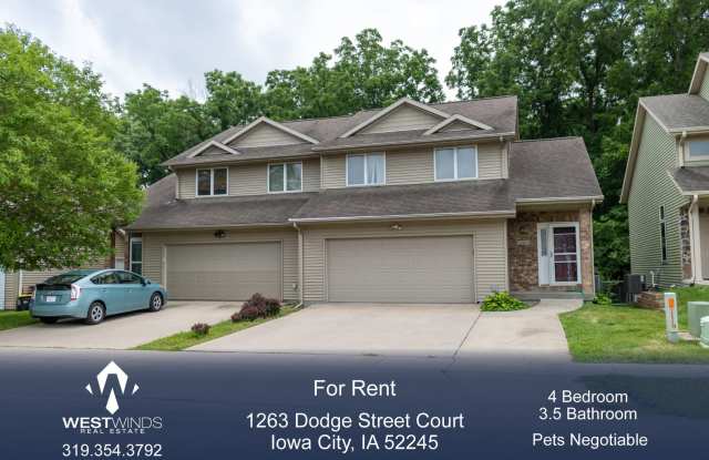 $2,250 | 4 Bedroom, 3.5 Bathroom DUPLEX | PET Friendly* | Available for August 1st, 2026 Move In! - 1263 North Dodge Street Court, Iowa City, IA 52245 $2,250 | 4 Bedroom, 3.5 Bathroom DUPLEX | PET Friendly* | Available for August 1st, 2026 Move In! - 1263 North Dodge Street Court, Iowa City, IA 52245