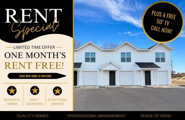 Free month plus a FREE 50” TV if lease signed by Oct 31st! 3 Bed 2.5 Bath with garage Townhome!! Gallery 1