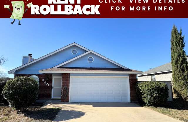 Rent Rollback! Save $100-3 bed 2 bath house for rent in Killeen Texas - 2301 Dickens Drive, Killeen, TX 76543