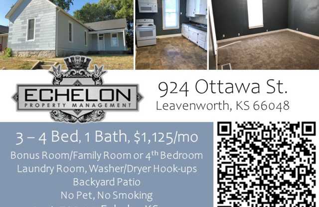 3-4 Bed Ranch House - New Appliances, Carpet, Paint!! - 924 Ottawa Street, Leavenworth, KS 66048