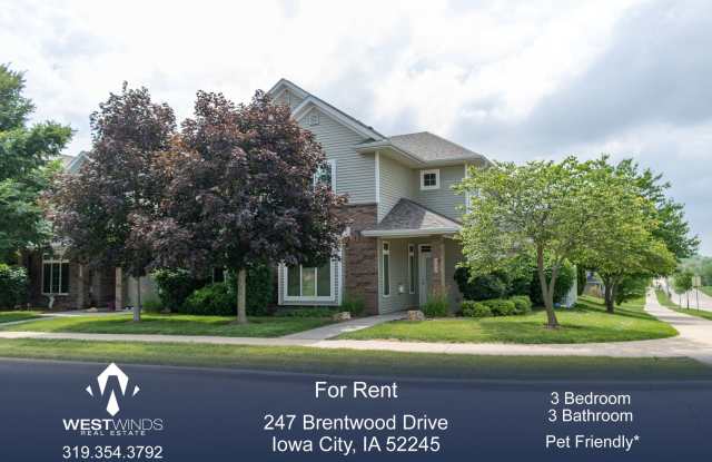 $1,800 | 3 Bedroom, 3 Bathroom Town Home | Pet Friendly* | Available for August 1st, 2025 Move In! - 247 Brentwood Drive, Iowa City, IA 52240