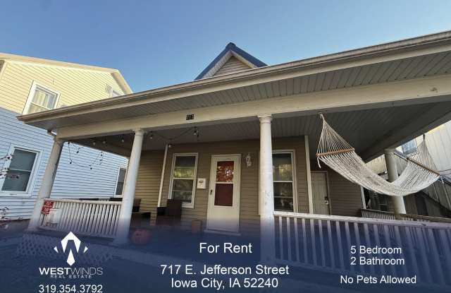 $2,850 | 5 Bedroom, 2 Bathroom House | NO PETS | Available for August 1st, 2026 Move In! - 717 East Jefferson Street, Iowa City, IA 52245