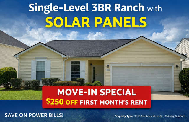 Single-Level 3BR Ranch with Solar Panels – Save on Power Bills! - 3813 Maribeau Woods Drive, Greensboro, NC 27407