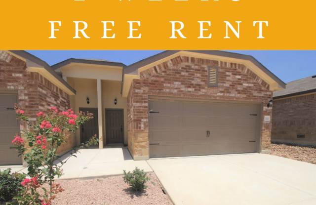 Xeriscape Front Yard / Stained Concrete Floors - NO Carpet / Fridge / Back Patio w Fan / Fenced in Yard / NBISD *2 weeks free rent off the first full month* - 222 Ragsdale Way, Guadalupe County, TX 78130