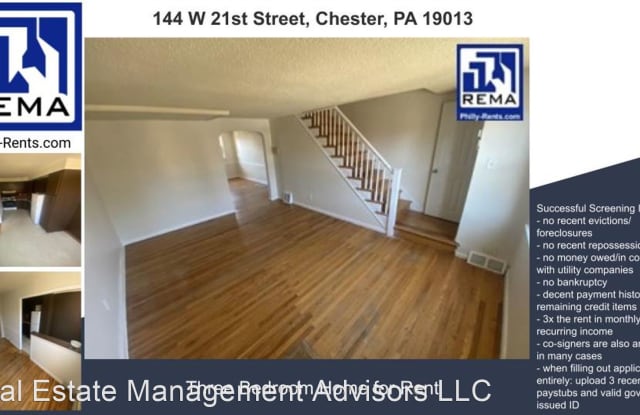 144 W 21st Street - 144 West 21st Street, Chester, PA 19013 144 W 21st Street - 144 West 21st Street, Chester, PA 19013