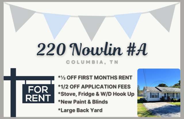 ON SPECIAL: Three Bedroom Ranch with Appliances in Columbia! - 220 Nowlin Drive, Columbia, TN 38401