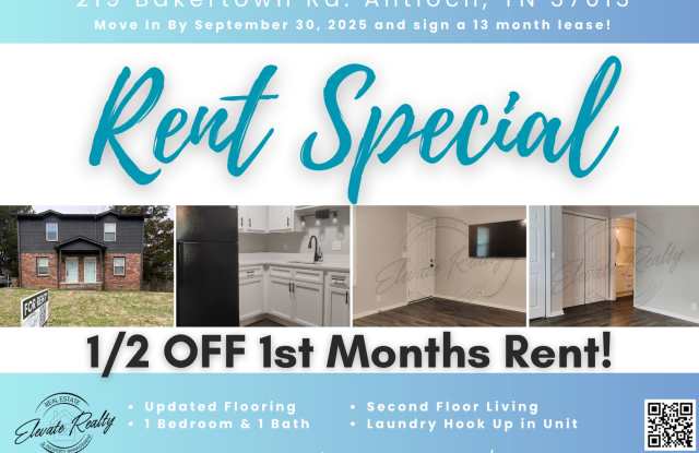 SPECIAL: 1/2 OFF APPLICATION FEES AND 1/2 OFF FIRST MONTHS RENT! Second Floor One Bedroom Updated Apartment with Laundry Hook Ups! photos photos