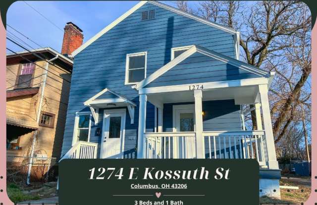 Beautifully Updated Columbus Home with Fireplace  Large Fenced Backyard! - 1274 East Kossuth Street, Columbus, OH 43206