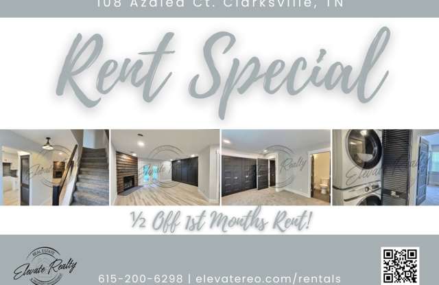 RENT SPECIAL: 1/2 OFF FIRST MONTHS RENT! Modern 2-Bedroom Townhome in Clarksville – Ready for Move-In! photos photos