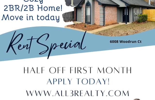 Charming 2-Bedroom Home with Great Curb Appeal! - 6008 Woodrun Court, Montgomery, AL 36117