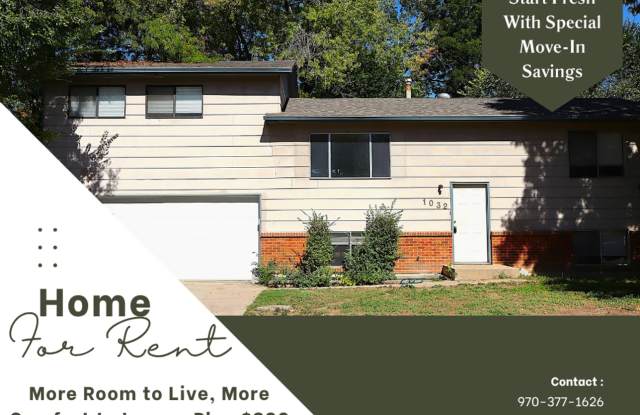 Beautiful Split-Level 6BR Home with Attached Garage and Fenced Yard +$300 Off First Month! - 1032 East Prospect Road, Fort Collins, CO 80525