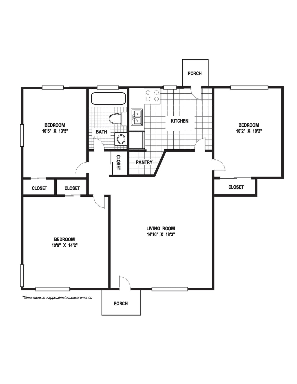 Glen Lennox Apartments – 3 Bedroom 1 Bath B