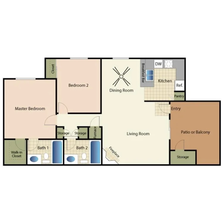 Elán Shadowridge Meadows Apartments – 2 Bed 2 Bath B