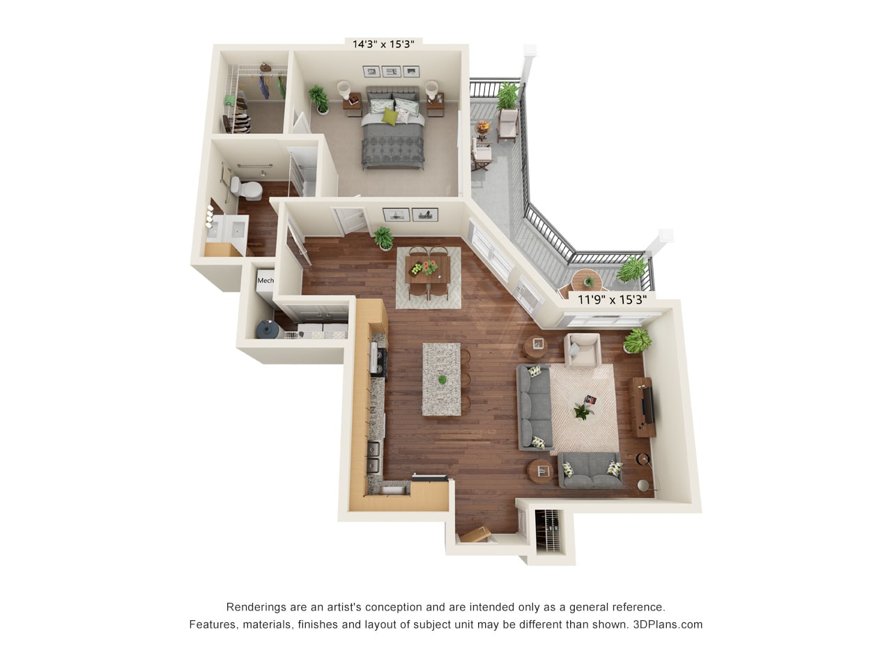 Senior & Affordable Housing – Haven at Congaree Pointe 55+ Apartments – One Bedroom A2 (Wheelchair Accessible)