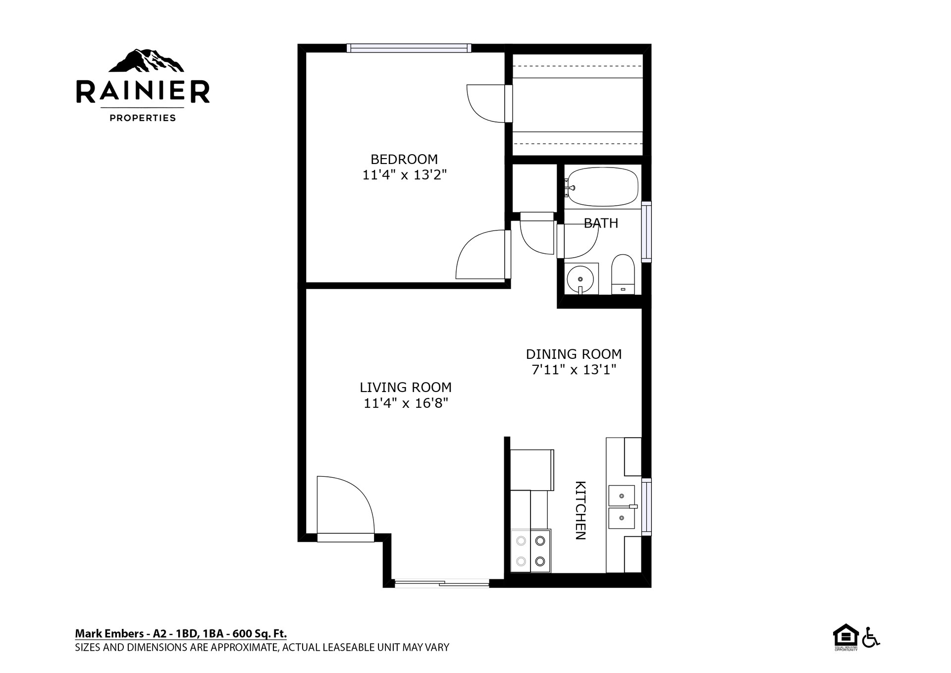 The Marks & The Embers – 1 bed, 1 bath, $1244