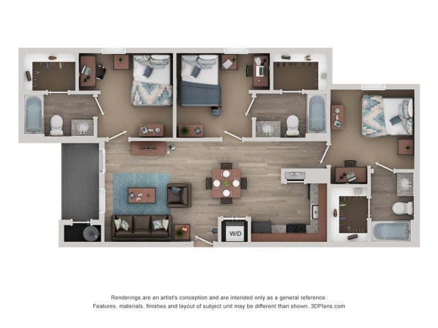 Flatts at South Campus – 3 Bedroom (C1)