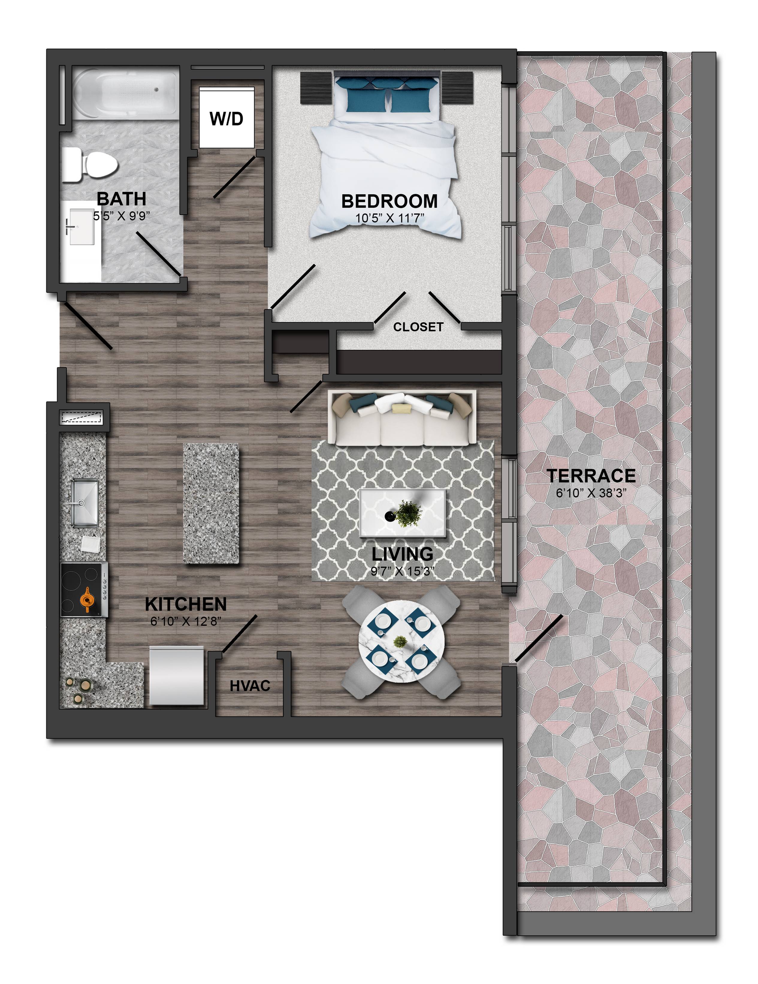 Maple View Flats – 1 Bed/1 Bath 60%-1X (m254aa09)