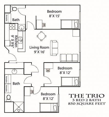 Bierman Place Student Housing – The Trio - By-the-apartment