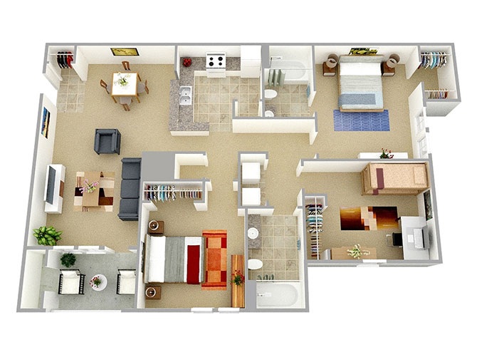 Foxridge – Three Bedroom Two Bathroom 60%