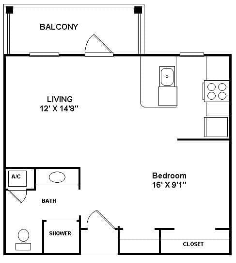 Beautiful large studio unit updated flooring, balcony with a pool view! – photo 3